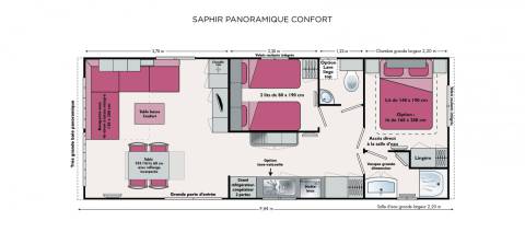 Plan du mobil home IRM Saphir panoramique 2011