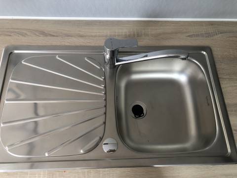 Évier inox du mobil home neuf Louisiane SAMOA 2019
