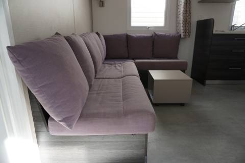 Canapé du mobil home d'occasion 2 chambres IRM ELEGANZIA 2018