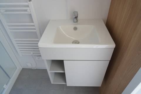 Meuble vasque du mobil home neuf sur parcelle : LOUISIANE Savanah 2021 2 chambres