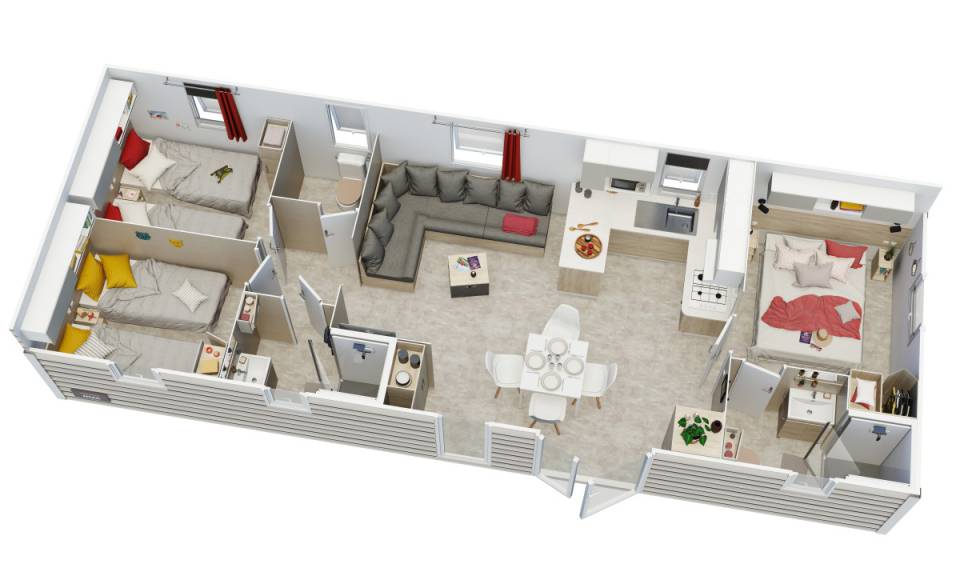 Plan du mobil home 3 chambres IRM Violette