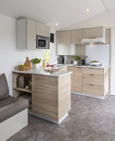 Cuisine du mobil home 3 chambres IRM Violette