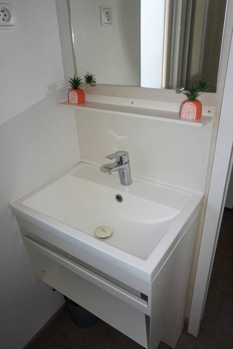 Salle d'eau du mobil home occasion IRM Super Titania 2019 3 chambres